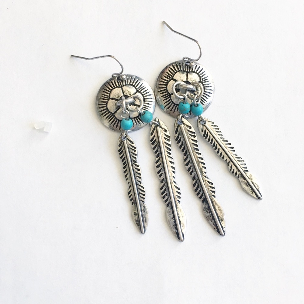 NWT Etched Feather Dreamcatcher Earrings